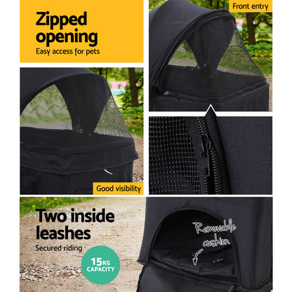 i.Pet Pet Stroller Dog Pram Cat Carrier Travel Large Pushchair Foldable 4 Wheels Black - view 6