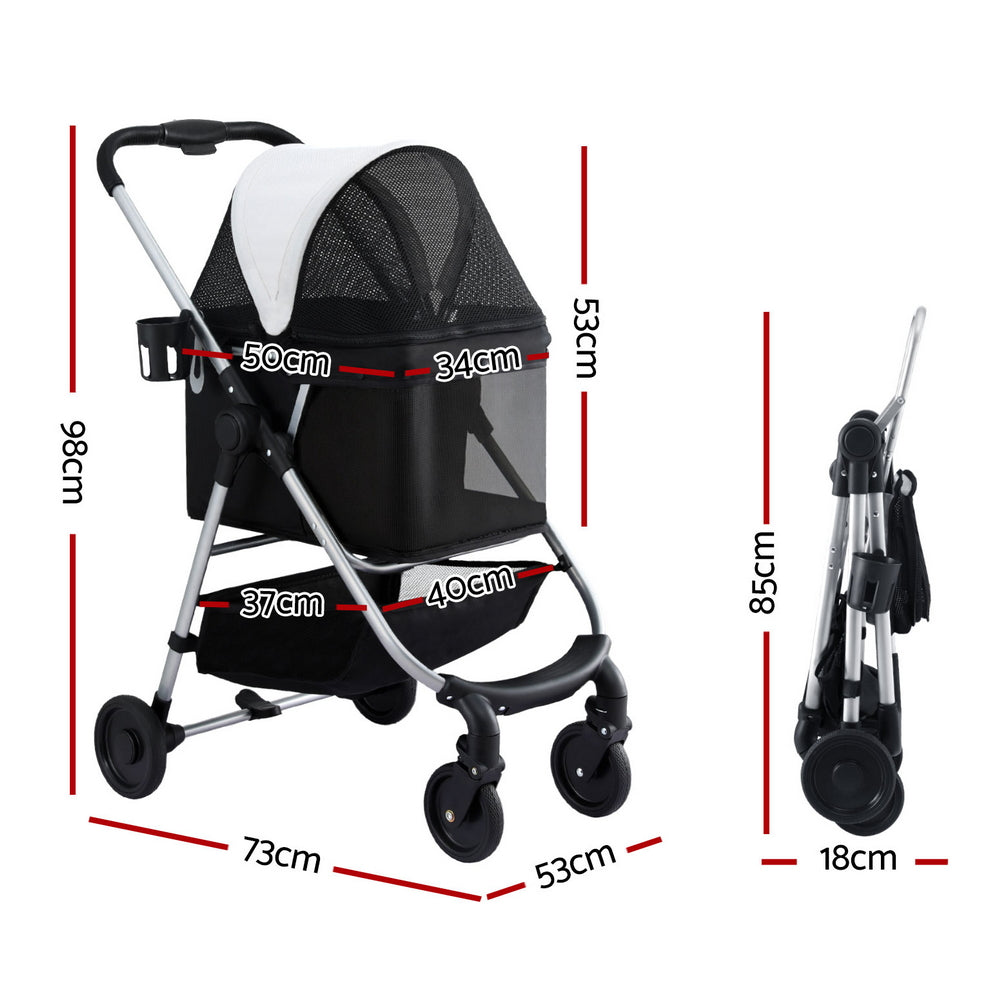 i.Pet Pet Stroller Pram Dog Cat Carrier Cage Large Travel Pushchair Foldable 4 Wheels - view 3