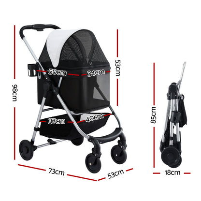 i.Pet Pet Stroller Pram Dog Cat Carrier Cage Large Travel Pushchair Foldable 4 Wheels - view 3