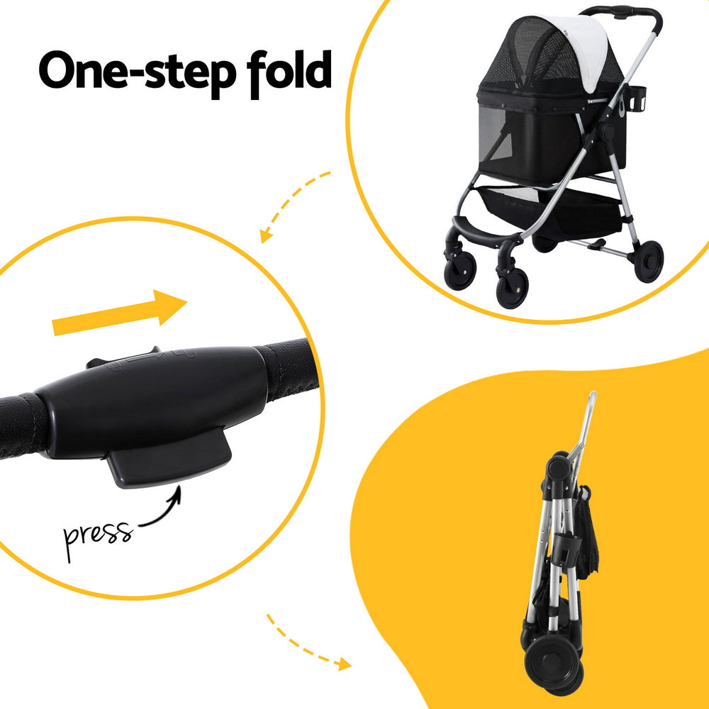 i.Pet Pet Stroller Pram Dog Cat Carrier Cage Large Travel Pushchair Foldable 4 Wheels - view 5