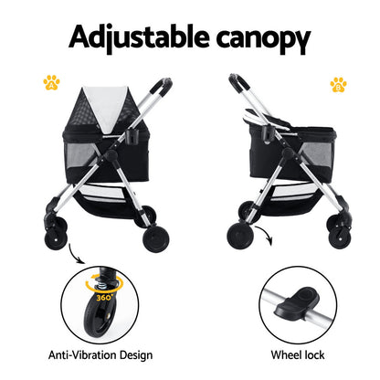 i.Pet Pet Stroller Pram Dog Cat Carrier Cage Large Travel Pushchair Foldable 4 Wheels - view 6
