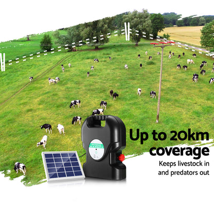 Giantz Fence Energiser 20KM Solar Powered 1.2J Electric - view 5