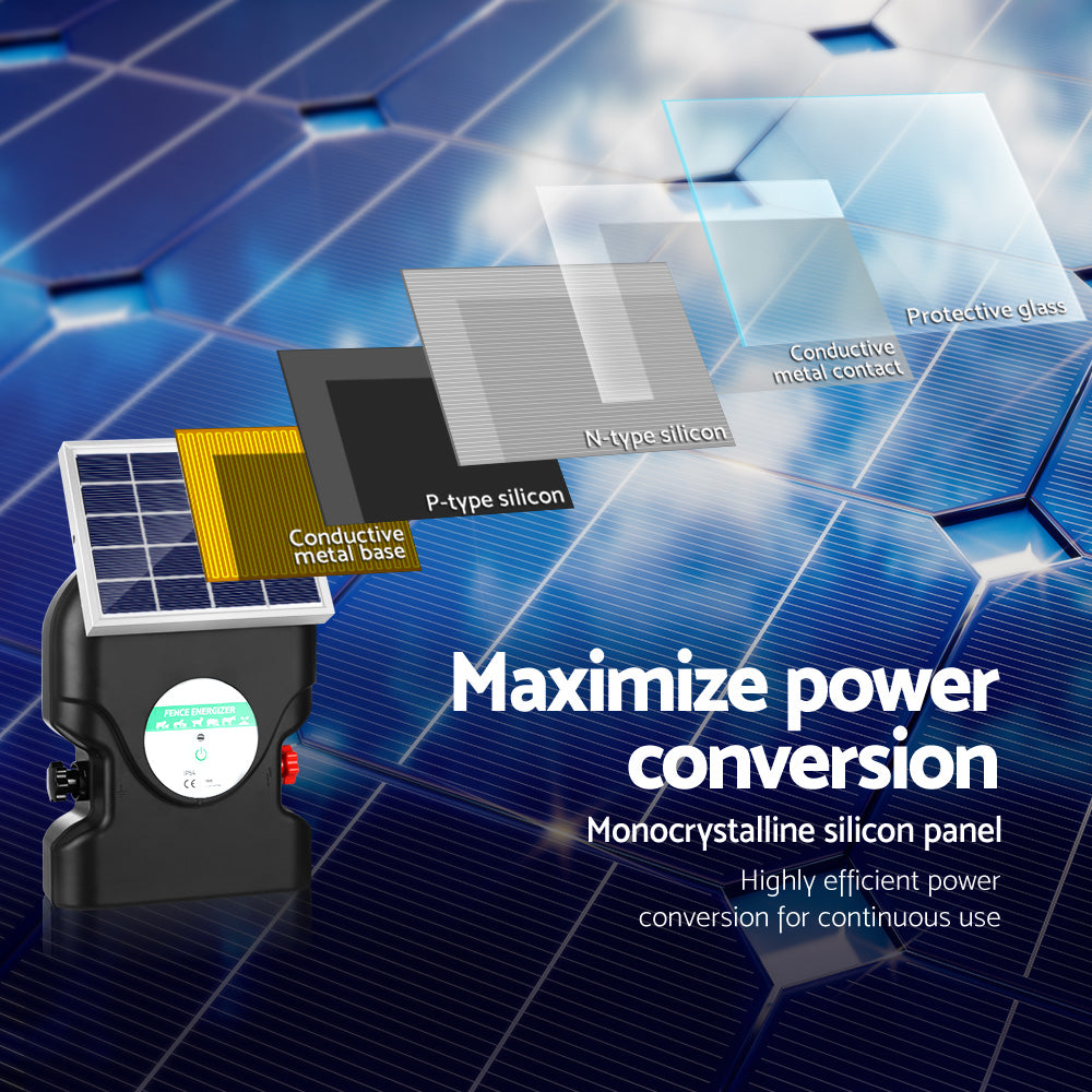 Giantz Fence Energiser 20KM Solar Powered 1.2J Electric - view 6