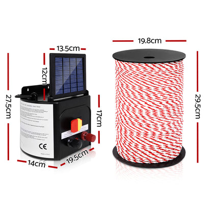 Giantz Fence Energiser 5KM Solar Powered Electric 500M Poly Rope - view 2