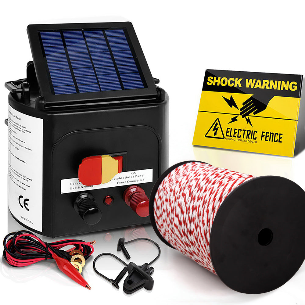Giantz Fence Energiser 5KM Solar Powered Electric 500M Poly Rope - view 7