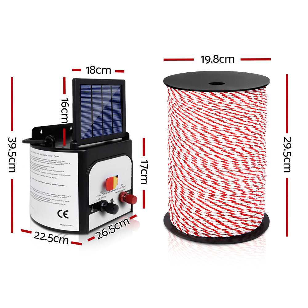 Giantz Fence Energiser 8KM Solar Powered Electric 500M Poly Rope - view 2