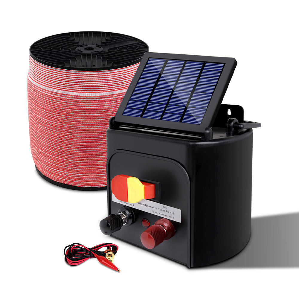 Giantz Fence Energiser 5KM Solar Powered Electric 1200M Poly Tape - view 3