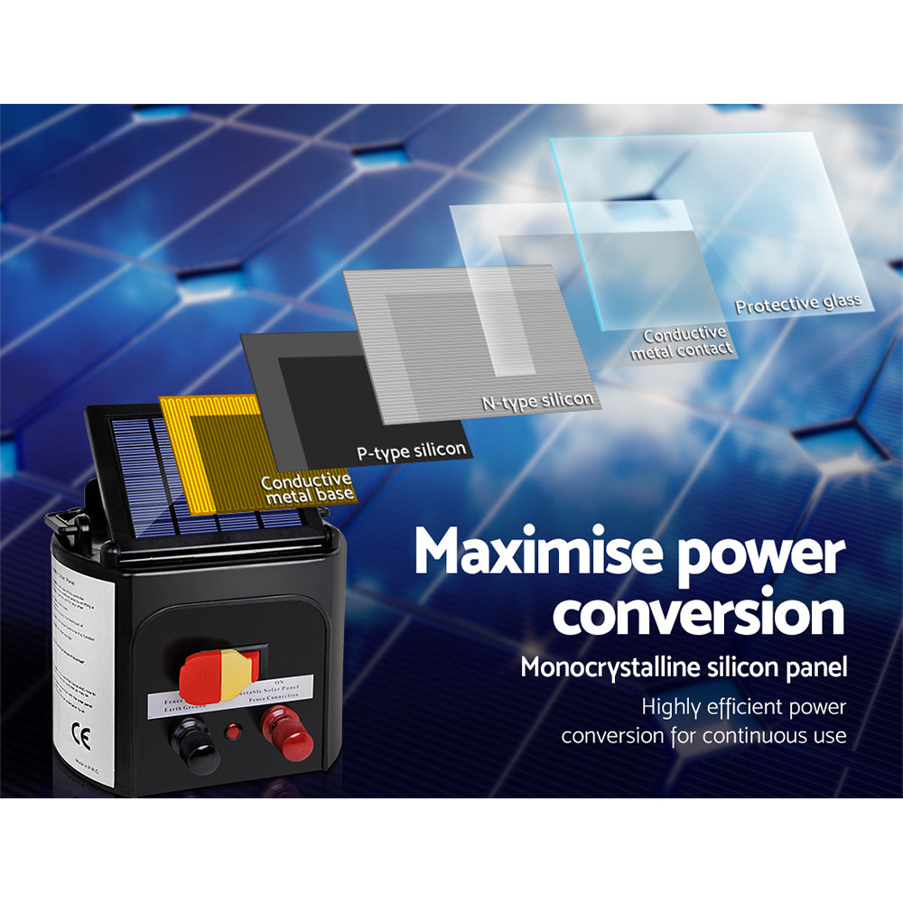 Giantz Fence Energiser 8KM Solar Powered Electric 1200M Poly Tape - view 5