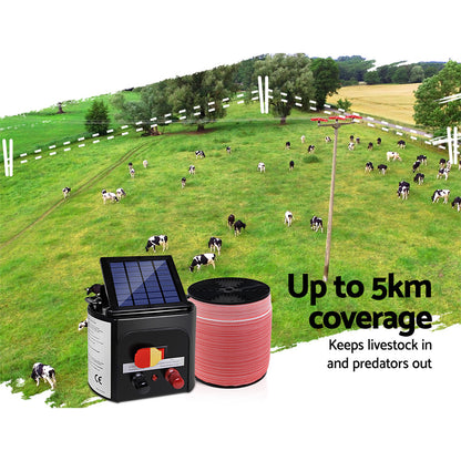 Giantz Fence Energiser 5KM Solar Powered Electric 2000M Poly Tape - view 4