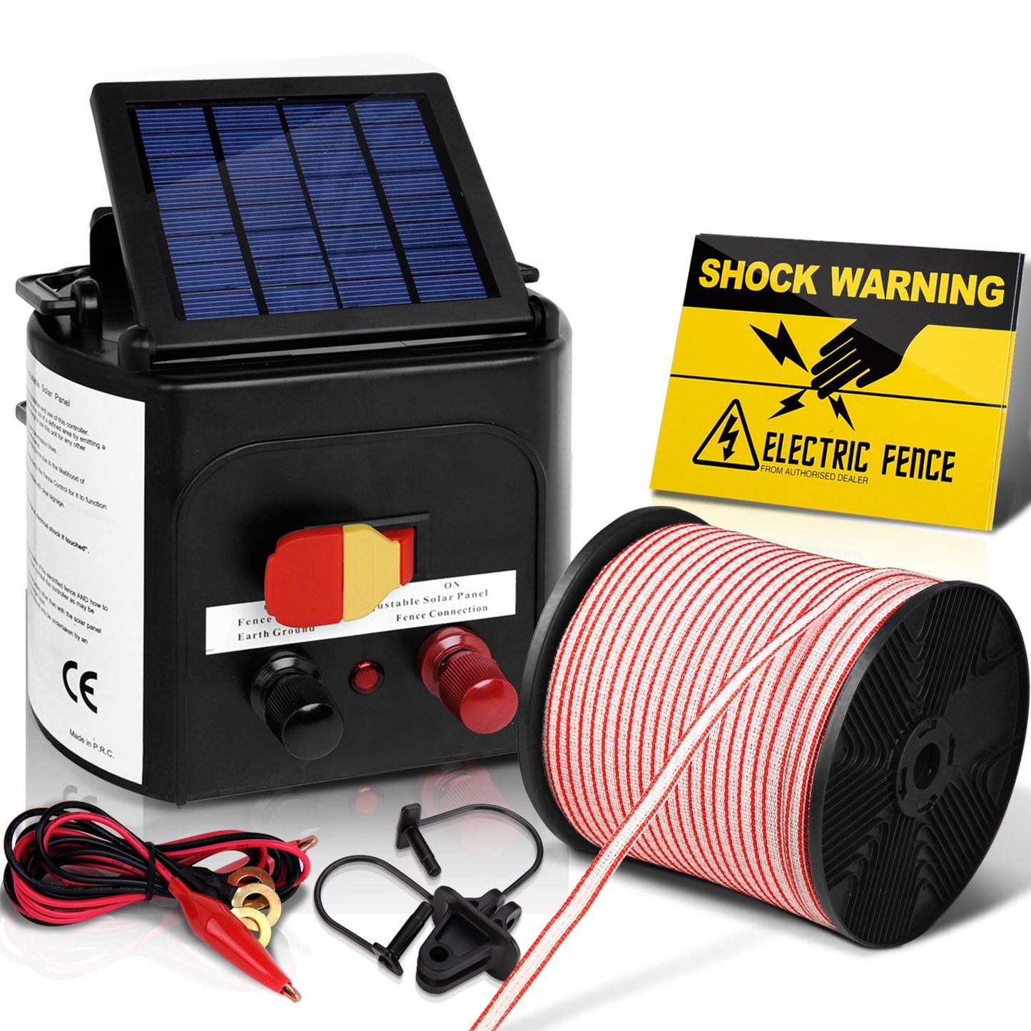 Giantz Fence Energiser 3KM Solar Powered Electric 400M Poly Tape Insulator - view 8