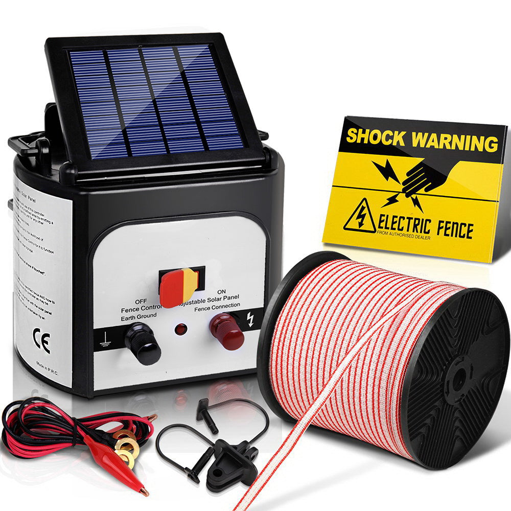 Giantz Fence Energiser 8KM Solar Powered Electric 400M Poly Tape Insulator - view 8