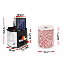Giantz Fence Energiser 3KM Solar Powered Electric 500M Poly Wire Insulator - view 2