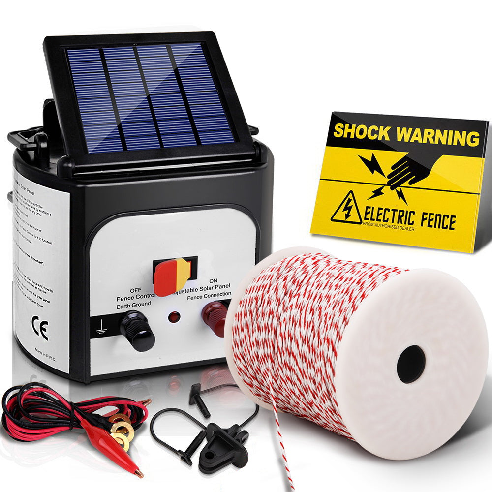 Giantz Fence Energiser 8KM Solar Powered Electric 500M Poly Wire Insulator - view 8