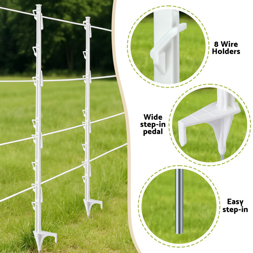 Giantz Electric Fence Posts 20pcs Electric Fence Poly White - view 6