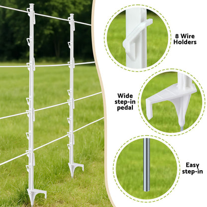 Giantz Electric Fence Posts 20pcs Electric Fence Poly White - view 6