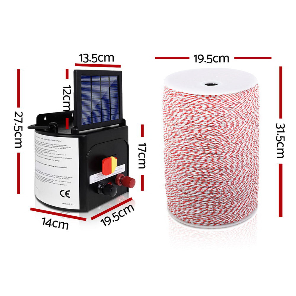 Giantz Fence Energiser 3KM Solar Powered Electric 2KM Poly Wire - view 2