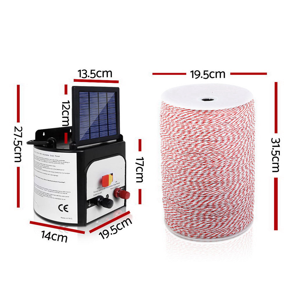 Giantz Fence Energiser 8KM Solar Powered Electric 2KM Poly Wire - view 2