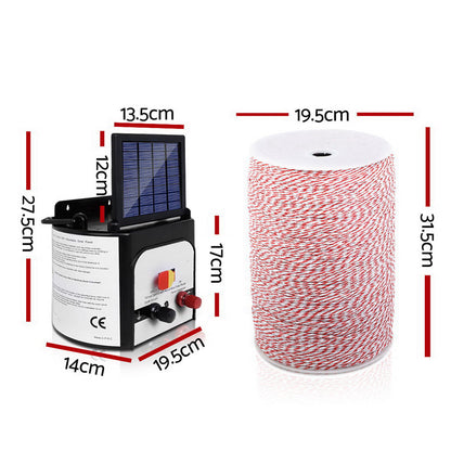 Giantz Fence Energiser 8KM Solar Powered Electric 2KM Poly Wire - view 2