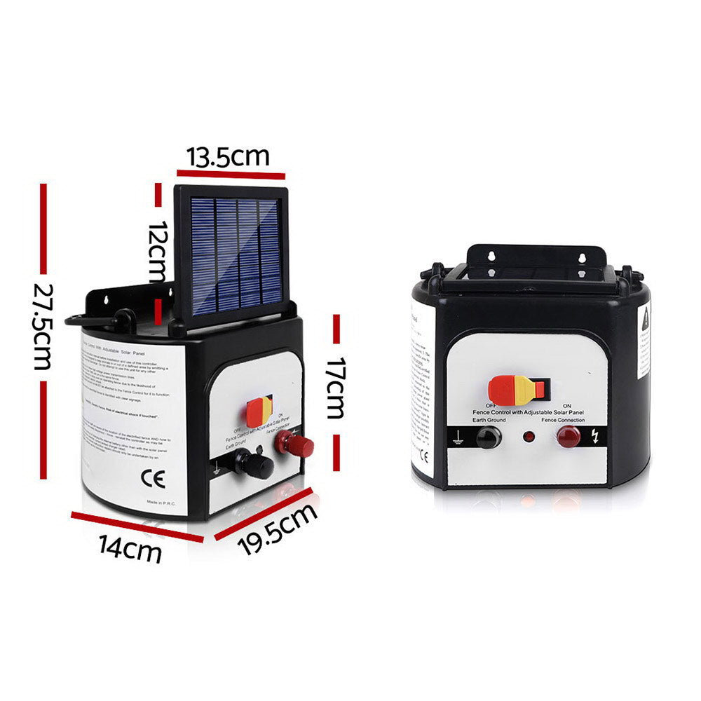 Giantz Fence Energiser 8KM Solar Powered 0.3J Electric Fencing Charger - view 2