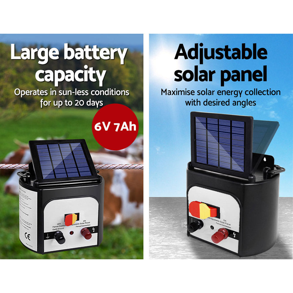 Giantz Fence Energiser 8KM Solar Powered 0.3J Electric Fencing Charger - view 4