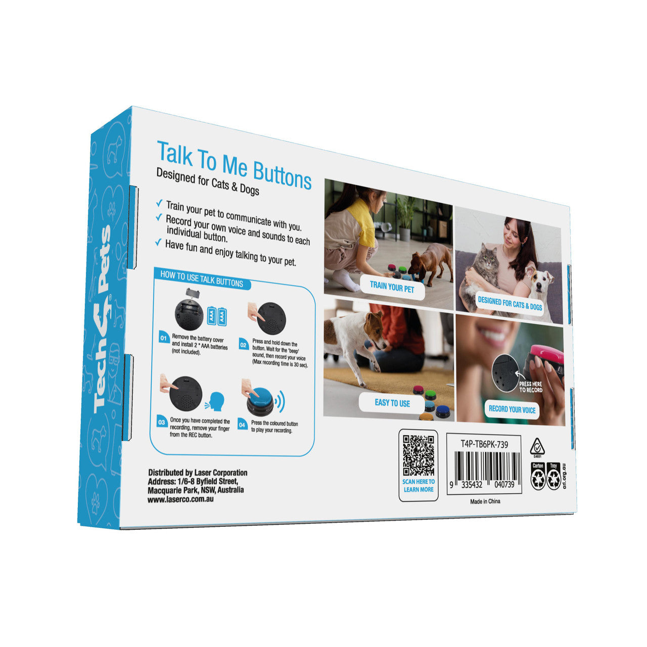 Tech4Pets 6-Pack Talking Buttons for Interactive Pet Communication - view 8