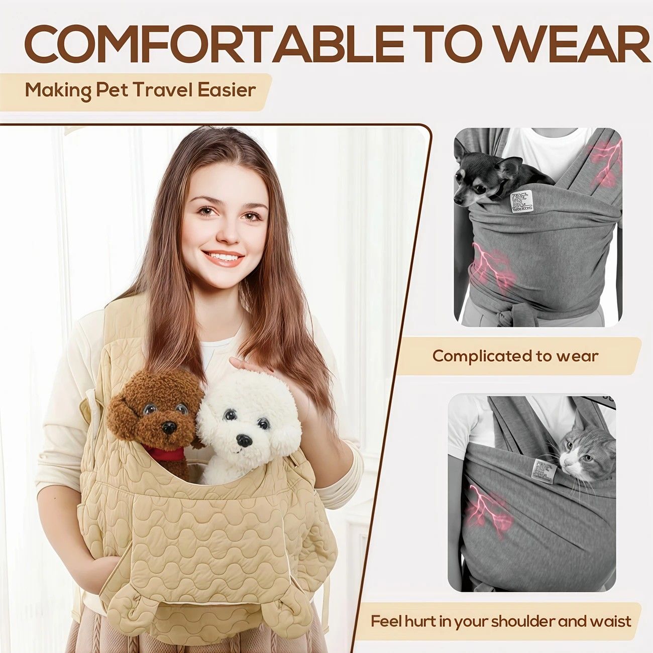 Pet Chest Carrier Front-Facing Backpack Small Dog Cat Breathable Carrier Hands-Free Sling（pink) - view 3