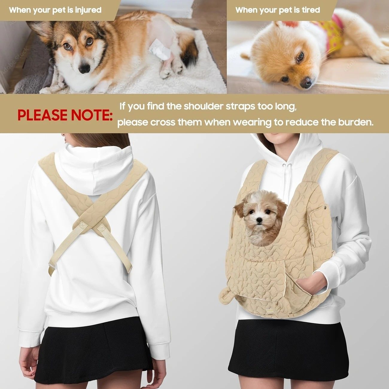Pet Chest Carrier Front-Facing Backpack Small Dog Cat Breathable Carrier Hands-Free Sling(khaki) - view 7
