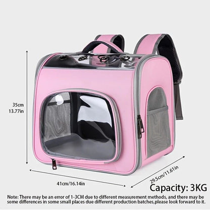 Pet Backpack Portable Transparent Foldable Comfort Design Hands-Free Travel for Cats Small Dogs(PINK) - view 7