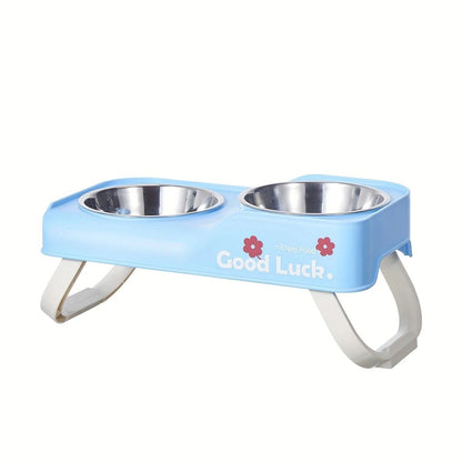 Dopamine Color Pet Bowl Set, Anti-Slip Adjustable Height Design for Small/Medium Dogs and Cats（blue) - view 7