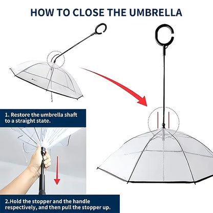 Bendable transparent pet umbrella with leash chain, rain or shine, one umbrella for outdoor pet walks - view 3