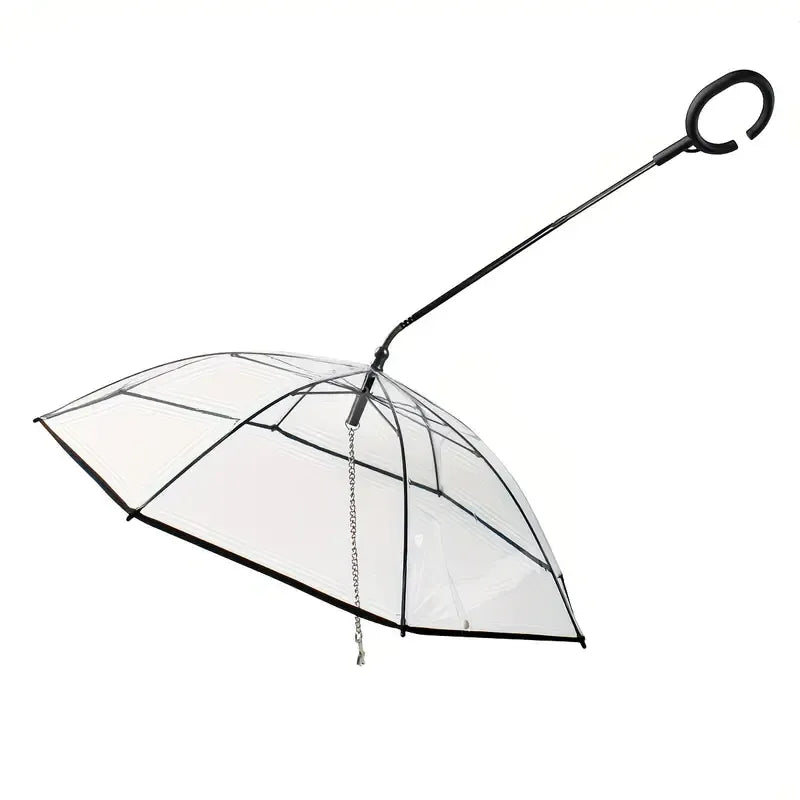 Bendable transparent pet umbrella with leash chain, rain or shine, one umbrella for outdoor pet walks - view 6