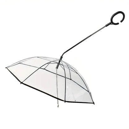 Bendable transparent pet umbrella with leash chain, rain or shine, one umbrella for outdoor pet walks - view 6
