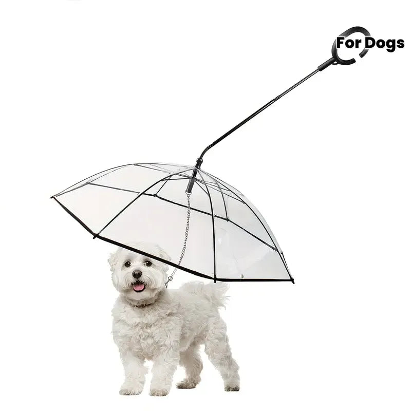 Bendable transparent pet umbrella with leash chain, rain or shine, one umbrella for outdoor pet walks - view 7