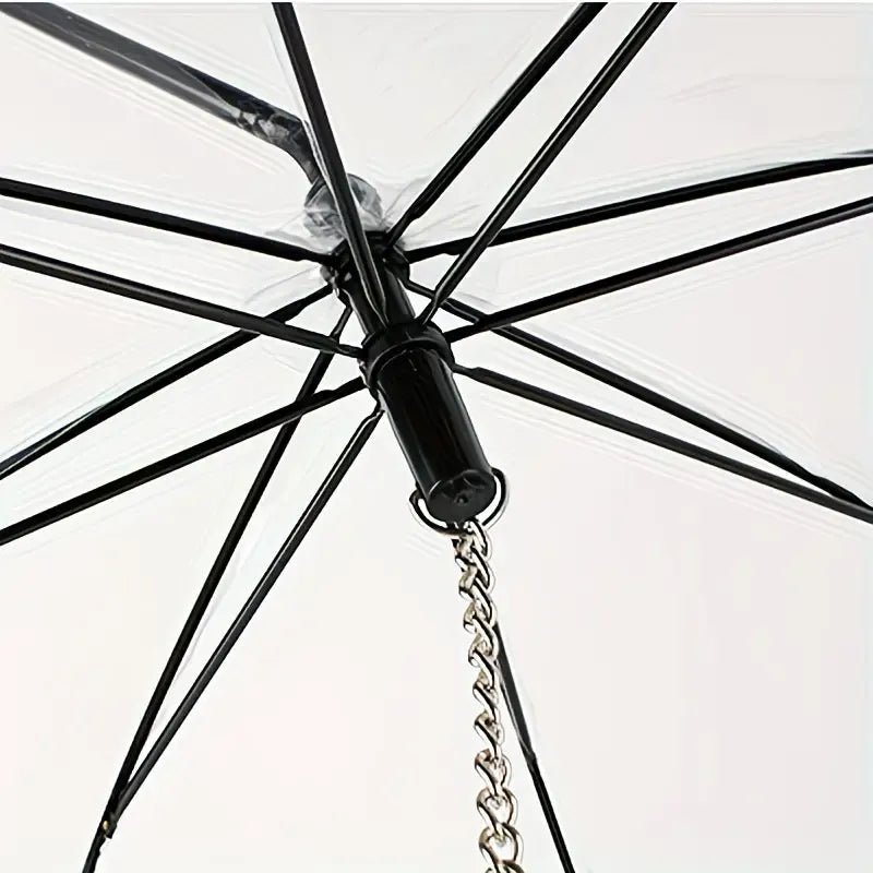 Bendable transparent pet umbrella with leash chain, rain or shine, one umbrella for outdoor pet walks - view 8