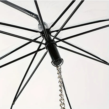Bendable transparent pet umbrella with leash chain, rain or shine, one umbrella for outdoor pet walks - view 8