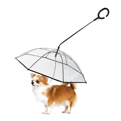 Bendable transparent pet umbrella with leash chain, rain or shine, one umbrella for outdoor pet walks - view 9