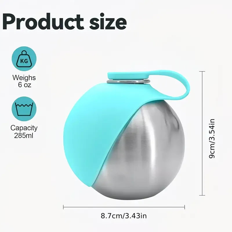 Portable Stainless Steel Cat & Dog Water Bottle, Leak-Proof 2-in-1 with Bowl, One-Press Drink & Feed for Outdoor Walks & Travel, Lightweight & Easy to Carry, Pet Essential./blue - view 2