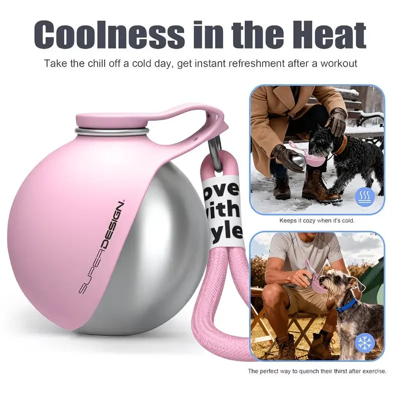 Portable Stainless Steel Cat & Dog Water Bottle, Leak-Proof 2-in-1 with Bowl, One-Press Drink & Feed for Outdoor Walks & Travel, Lightweight & Easy to Carry, Pet Essential./blue - view 5