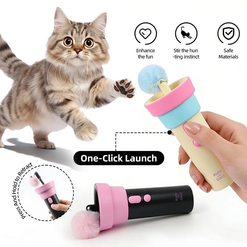 Electric Cat Fishing Wand Toy: One-Button Launch with Spring Retraction, the Perfect Stress-Relief Toy for Human-Pet Interaction/[Gift battery x2+ replacement head x2+ screwdriver] - view 2
