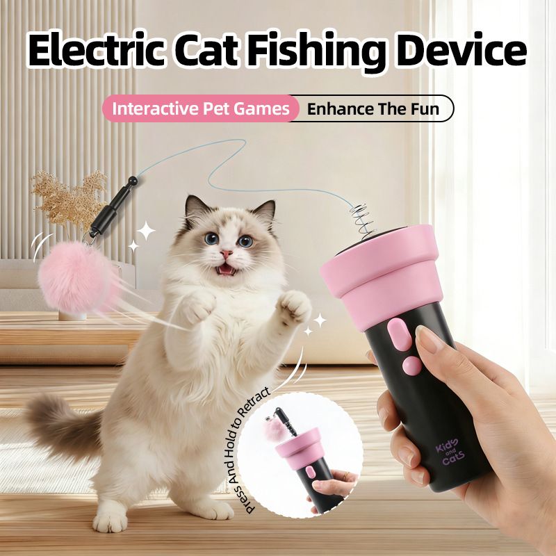 Electric Cat Fishing Wand Toy: One-Button Launch with Spring Retraction, the Perfect Stress-Relief Toy for Human-Pet Interaction/[Gift battery x2+ replacement head x2+ screwdriver] - view 4