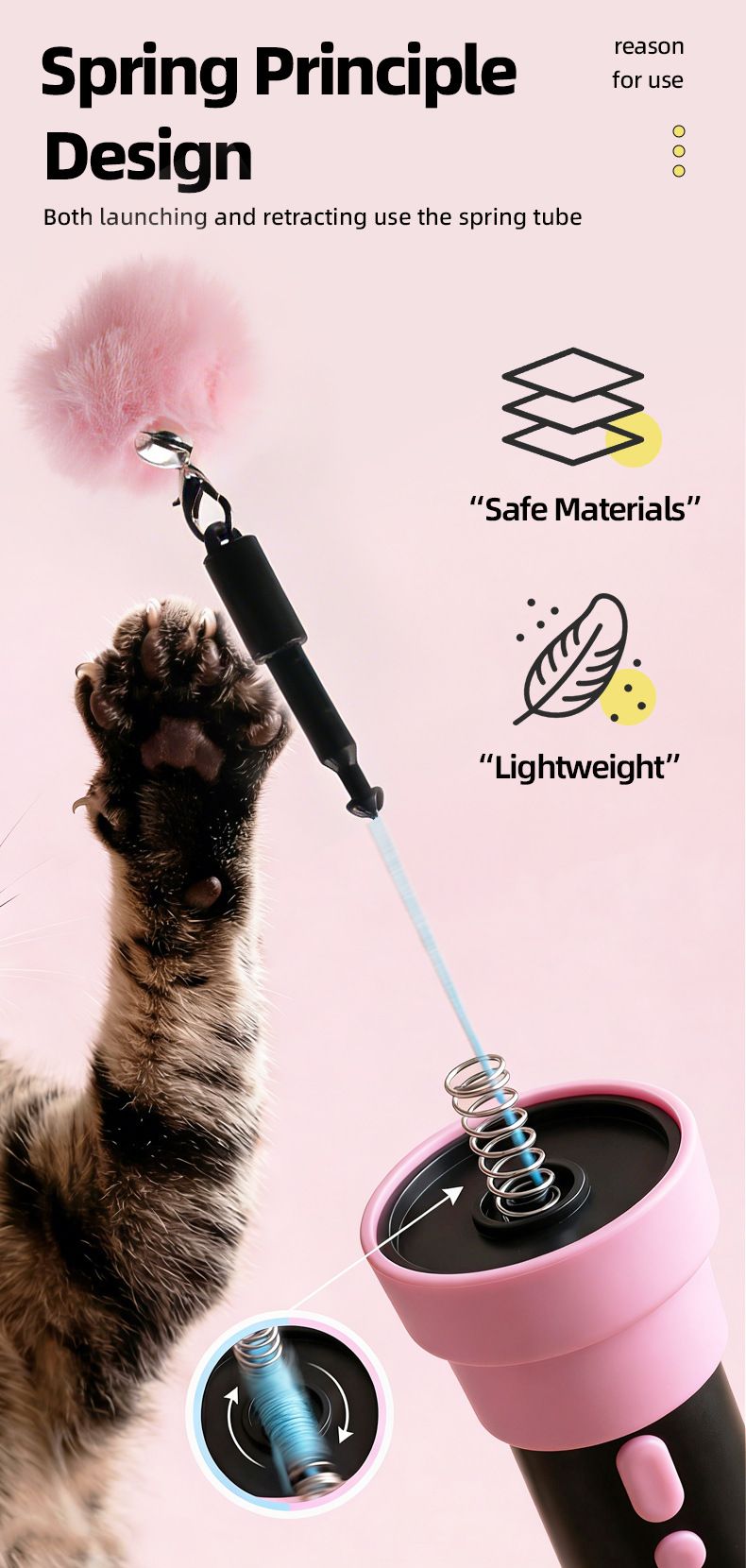 Electric Cat Fishing Wand Toy: One-Button Launch with Spring Retraction, the Perfect Stress-Relief Toy for Human-Pet Interaction/[Gift battery x2+ replacement head x2+ screwdriver] - view 8