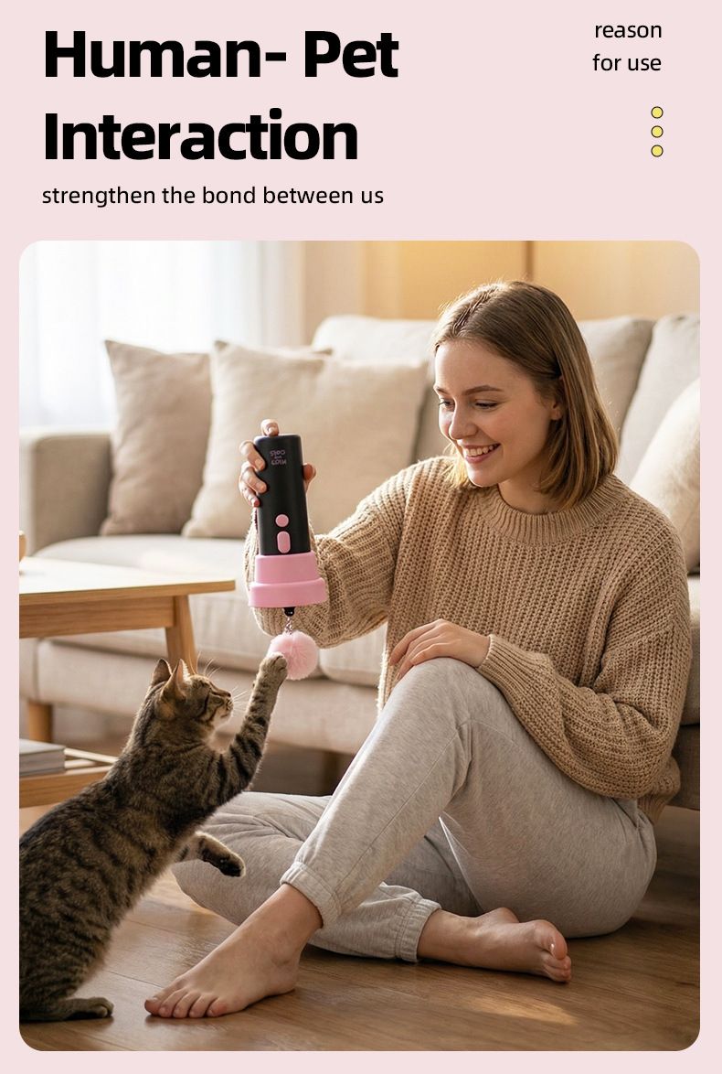 Electric Cat Fishing Wand Toy: One-Button Launch with Spring Retraction, the Perfect Stress-Relief Toy for Human-Pet Interaction/Black [gift battery x2+ replacement head x2+ screwdriver] - view 6