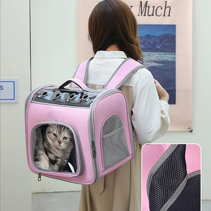 Pet Backpack Portable Transparent Foldable Comfort Design Hands-Free Travel for Cats Small Dogs(BLUE) - view 2