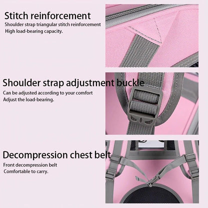Pet Backpack Portable Transparent Foldable Comfort Design Hands-Free Travel for Cats Small Dogs(BLUE) - view 4