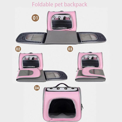 Pet Backpack Portable Transparent Foldable Comfort Design Hands-Free Travel for Cats Small Dogs(BLUE) - view 7