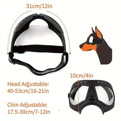 Large Dog Goggles | Windproof, Snowproof, UV Protection, Flexible Frame Sunglasses for Outdoor Adventure(black) - view 5