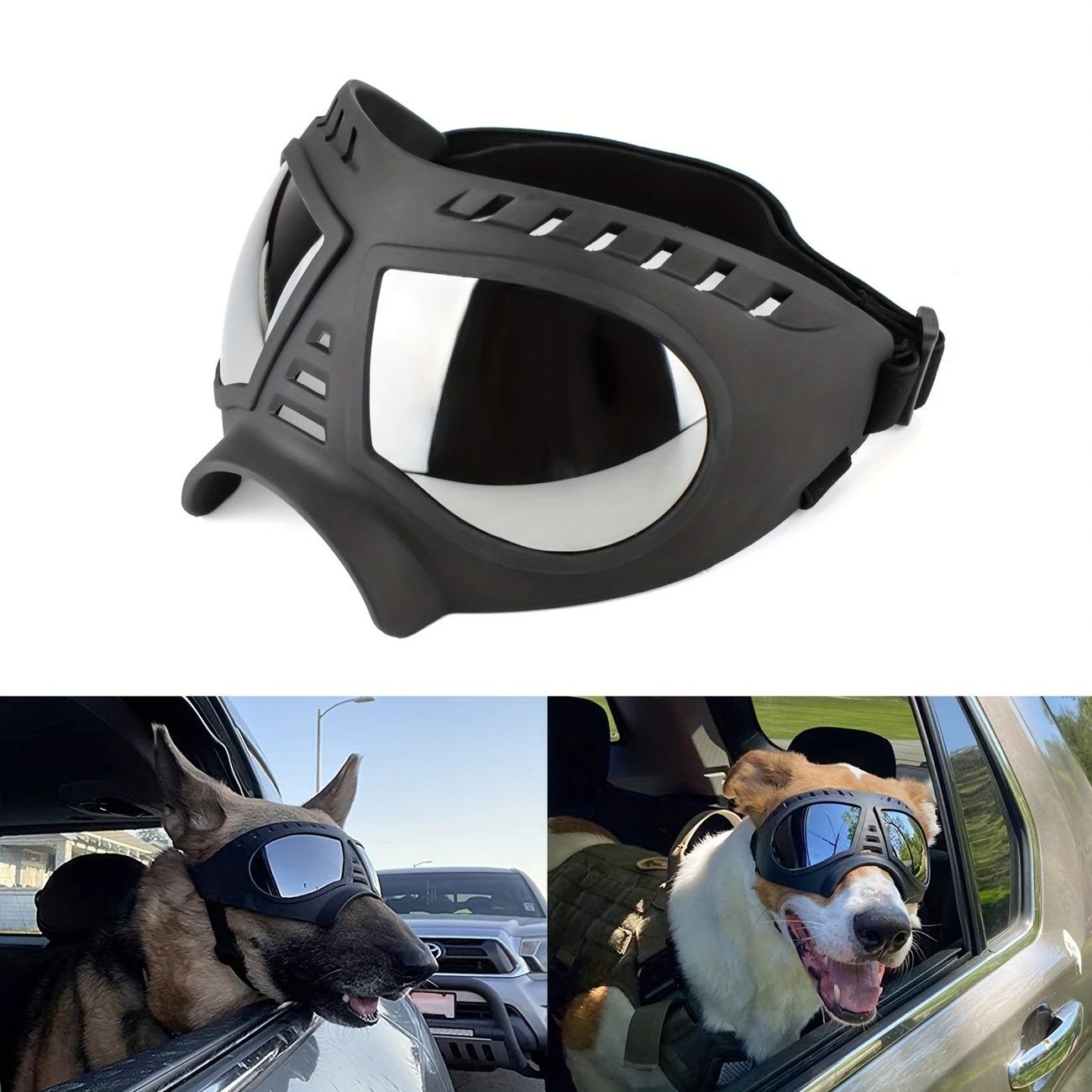 Large Dog Goggles | Windproof, Snowproof, UV Protection, Flexible Frame Sunglasses for Outdoor Adventure(WHITE) - view 3