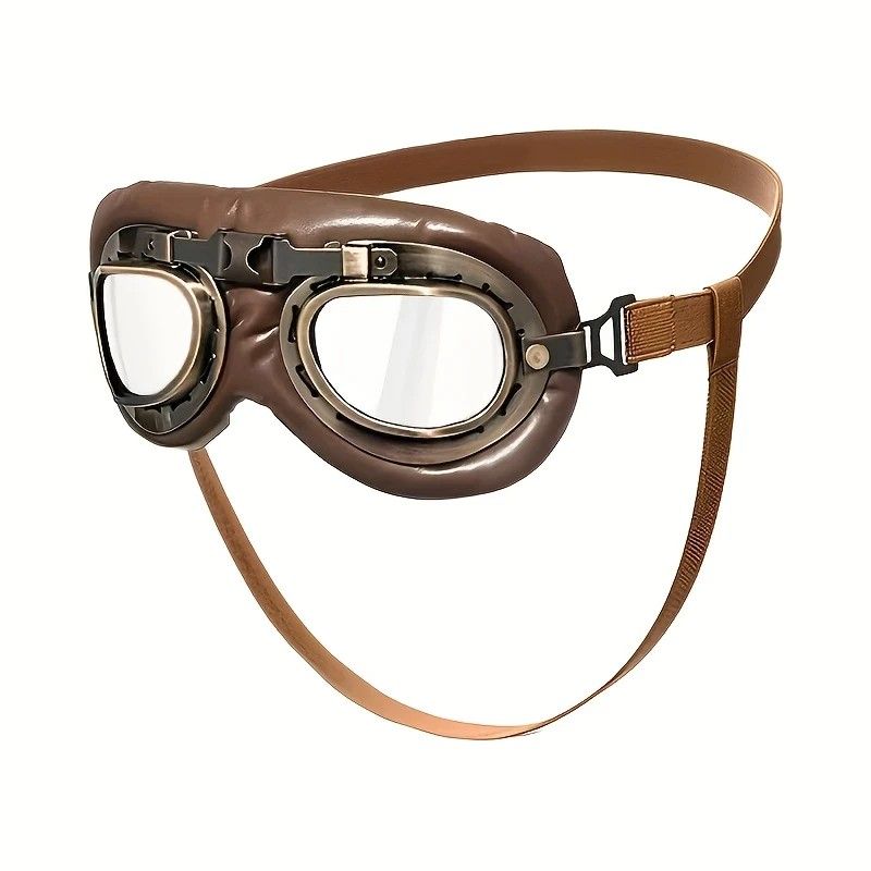 Retro Aviator Dog Goggles | Windproof & UV Protection Adjustable Foldable Sunglasses for Medium-Large Dogs(Bronze-silver lens) - view 2