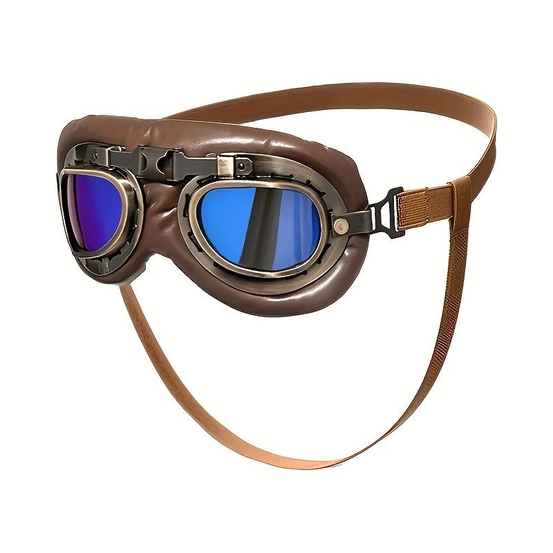 Retro Aviator Dog Goggles | Windproof & UV Protection Adjustable Foldable Sunglasses for Medium-Large Dogs(Bronze-black-gray lens) - view 10