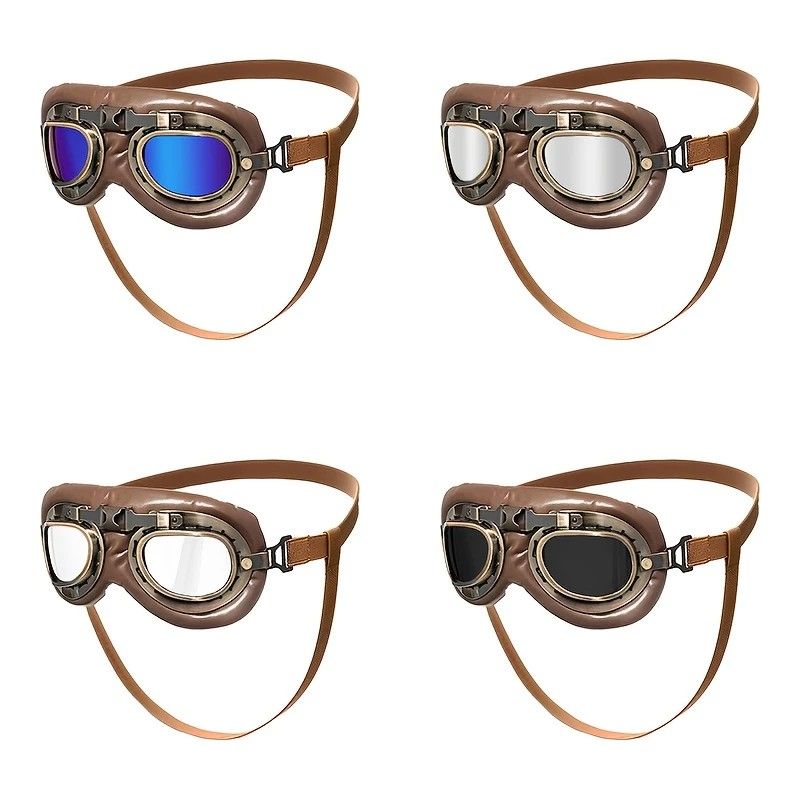 Retro Aviator Dog Goggles | Windproof & UV Protection Adjustable Foldable Sunglasses for Medium-Large Dogs(Bronze-transparent lens) - view 7
